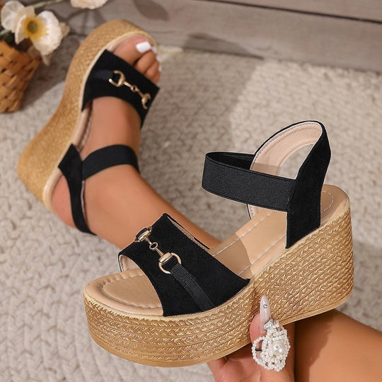 Damen Wedge-Sandalen mit luxuriösen Riemen und rutschfester Sohle R&B