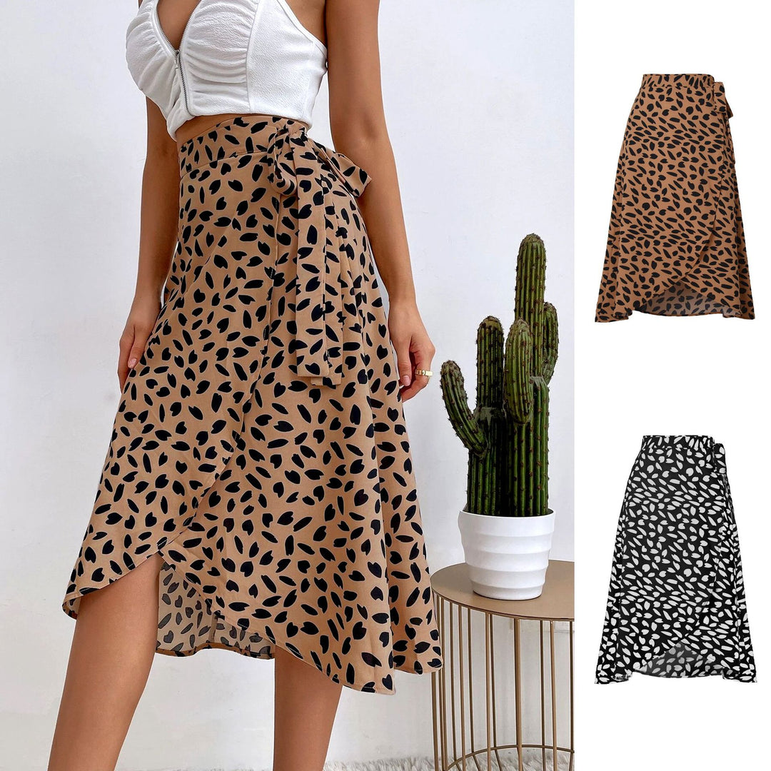 Damen Wickelrock mit animalischem Muster und eleganter Taillierung R&B