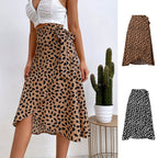 Damen Wickelrock mit animalischem Muster und eleganter Taillierung R&B