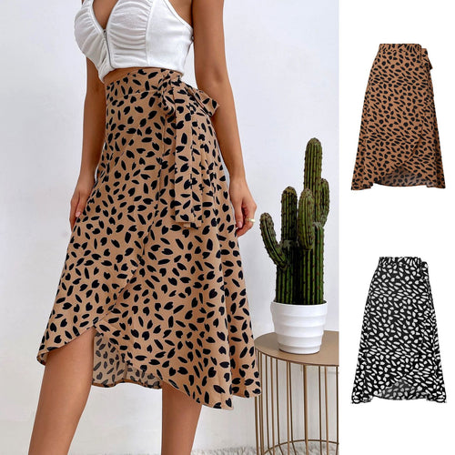 Damen Wickelrock mit animalischem Muster und eleganter Taillierung R&B