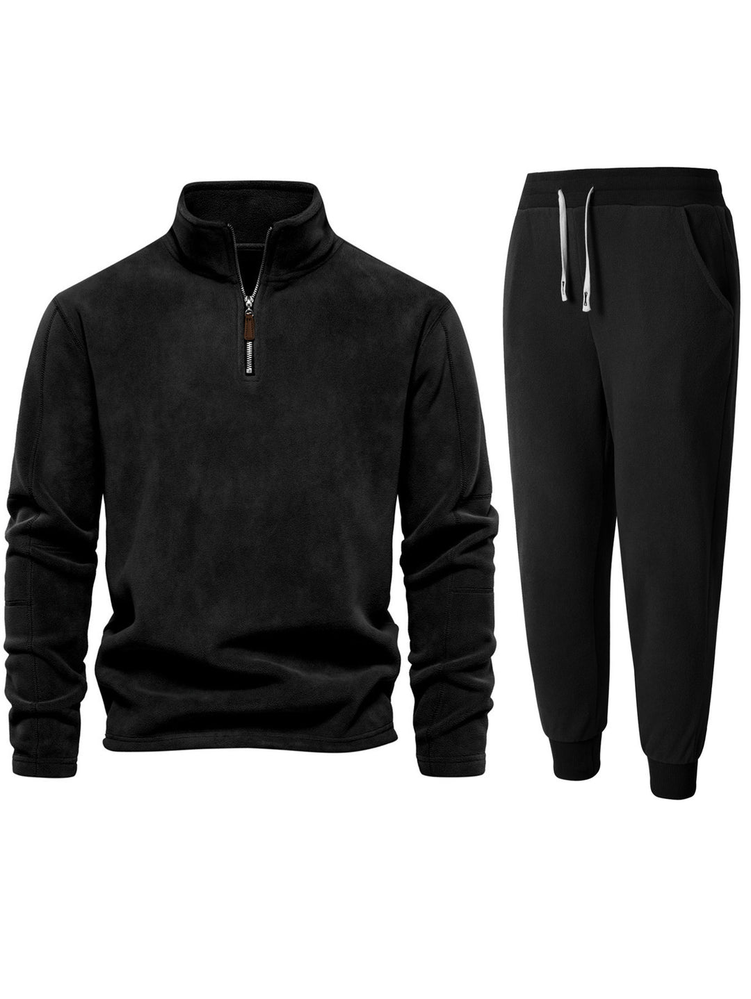 Herren Fleece-Oberteil mit kurzer Reißverschluss und bequemen Jogginghosen R&B