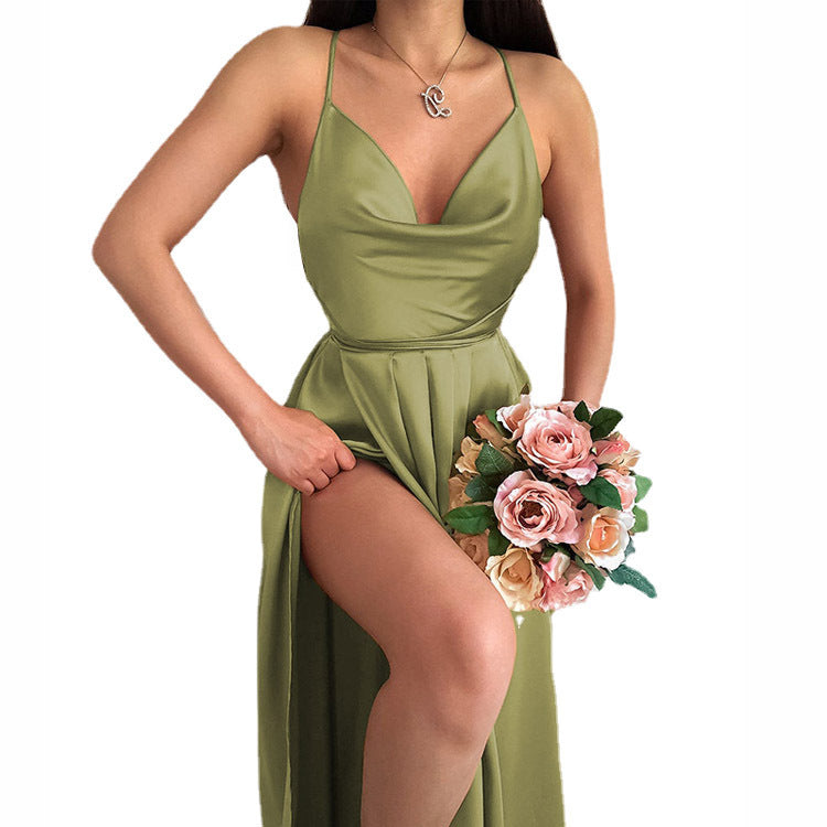 Damen Hochzeitskleid mit elegantem V-Ausschnitt und fließendem Rock R&B