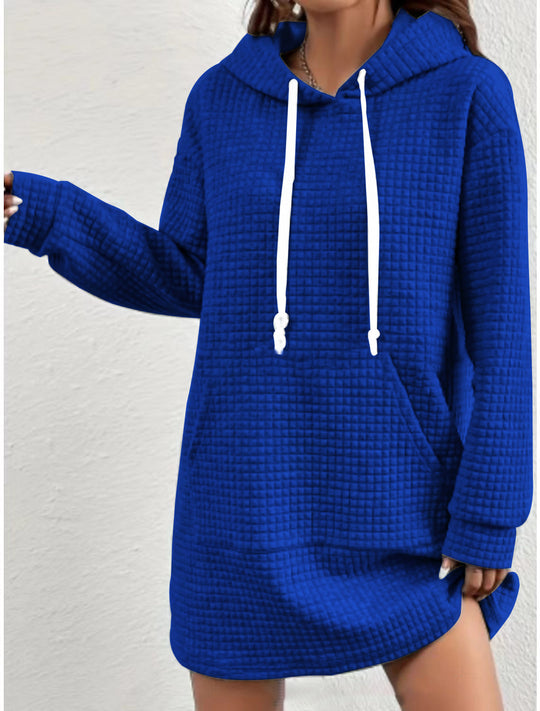 Damen Hoodie-Kleid mit praktischem Kängurutasche und modernem Strickdesign R&B