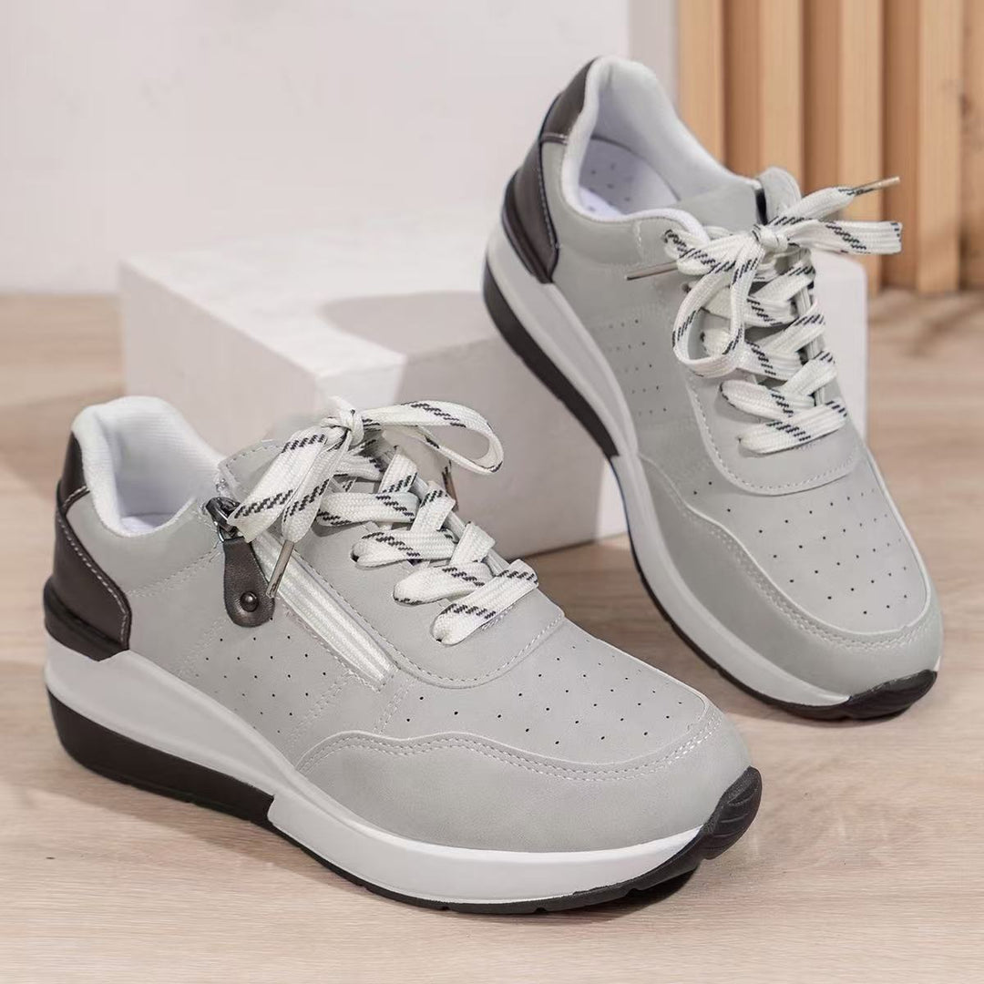 Damen Sportliche Sneaker mit atmungsaktiver Obermaterialstruktur und modischem Reißverschluss R&B