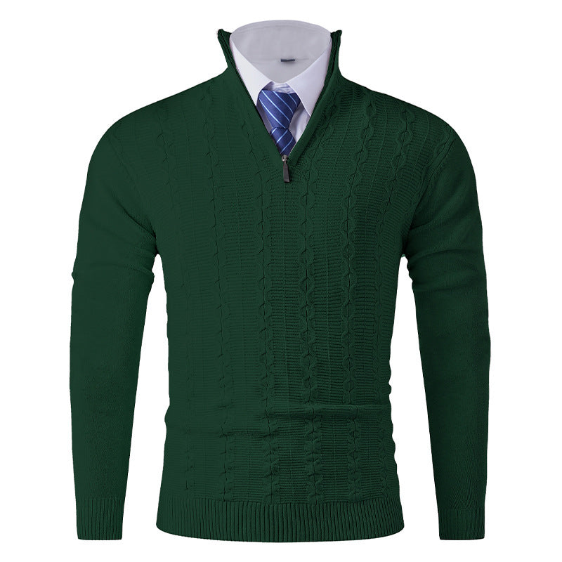 Herren modischer Rollkragenpullover mit strukturiertem Zopfdesign