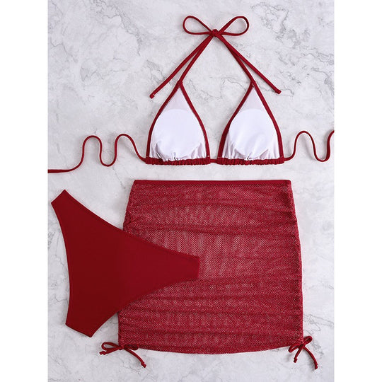 Damen Bikini-Set mit durchscheinendem Rock R&B