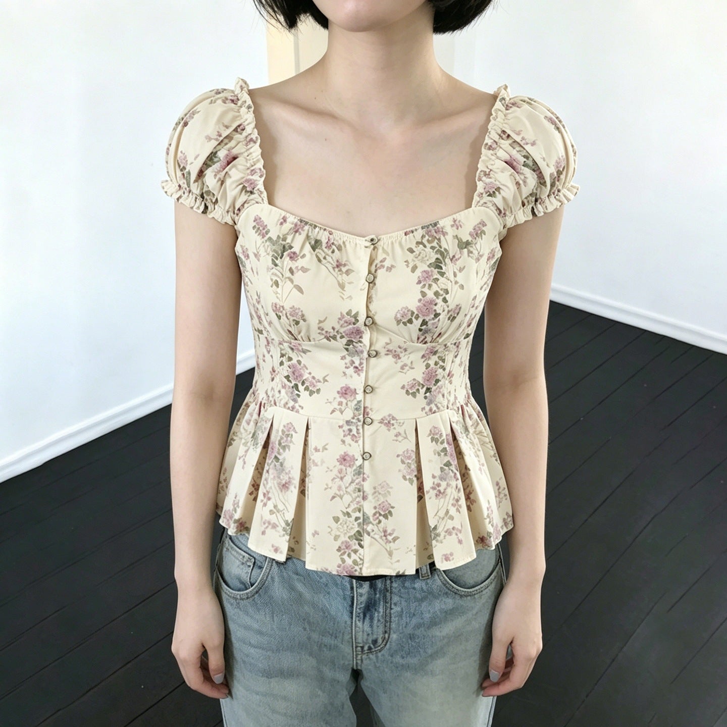 Damenbluse mit floralem Design und Rüschenärmeln R&B