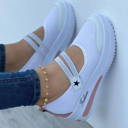 Damen nan atmungsaktive Riemchenballerina mit elastischem Doppelriemen und ergonomischer Dämpfungssohle R&B