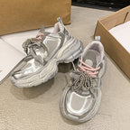 Damen Sportliche Sneakers mit perlbesetzten Schnürsenkeln und atmungsaktivem Obermaterial R&B