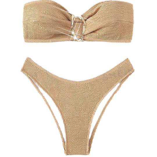 Damen Bandeau-Bikini mit modischem Knotendesign und elegantem Ringdetail R&B