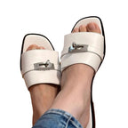Damen Stylische Flache Sandalen mit modischem Schnallenakzent R&B