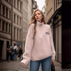 Damen Flauschiger Stehkragenpullover mit Reißverschluss und modernen Details R&B