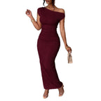 Damen Maxi-Kleid mit asymmetrischem Schnitt und elegantem Plissee R&B