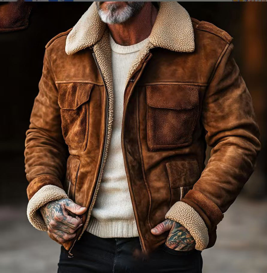 Herren jacke mit warmem Sherpa-Futter und praktischen Taschen R&B