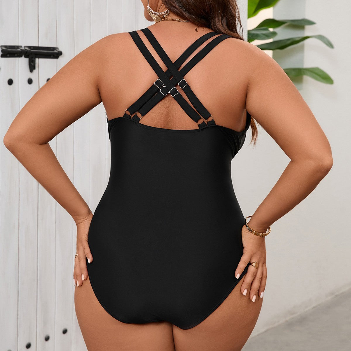 Damen Einteiler Badeanzug mit transparenten Mesheinsätzen R&B