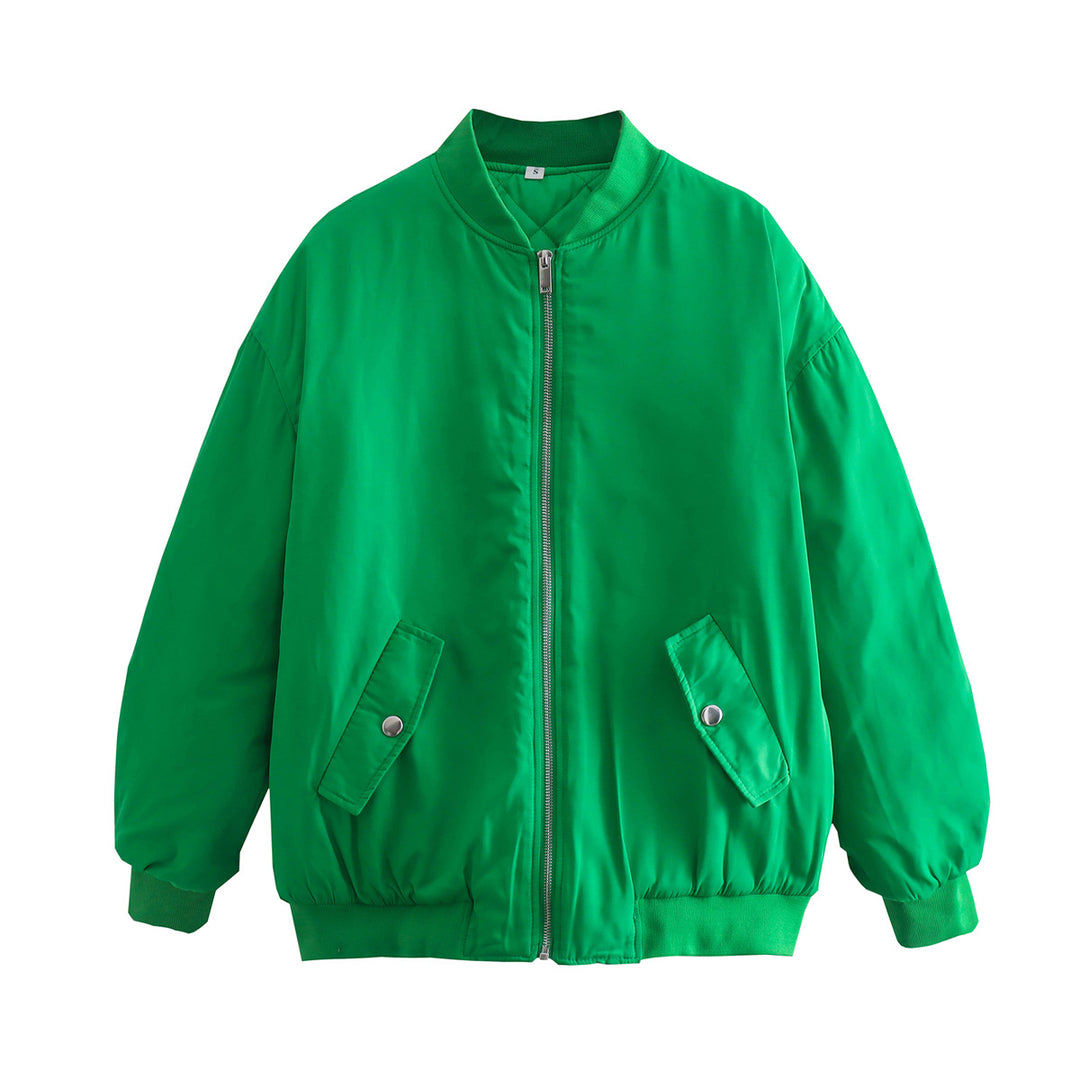 Damen lässige Bomberjacke mit praktischen Taschen und Reißverschluss R&B