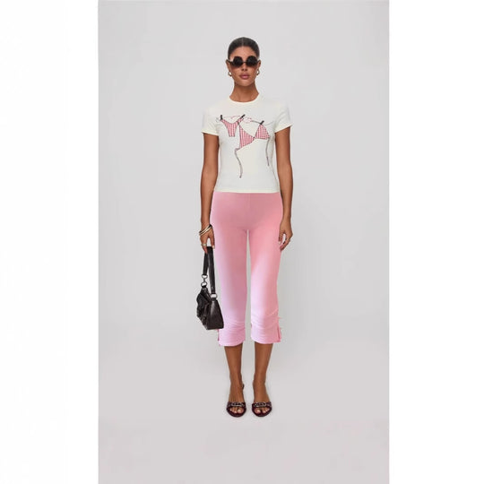 Damen T-Shirt mit kreativem Druck und figurbetontem Schnitt R&B