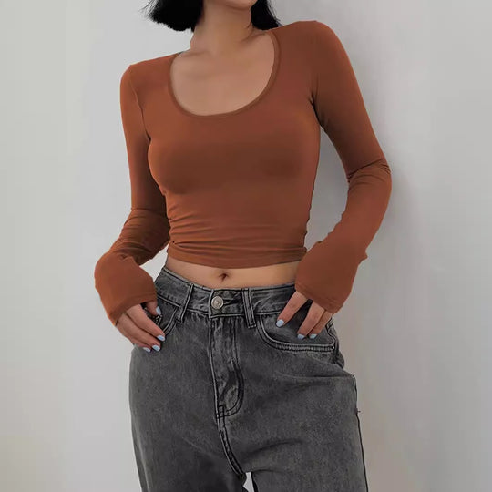 Damen Figurbetontes Langarmshirt mit weiten Ärmeln R&B