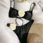 Damen Bikini mit dekorativen Blumenapplikationen R&B
