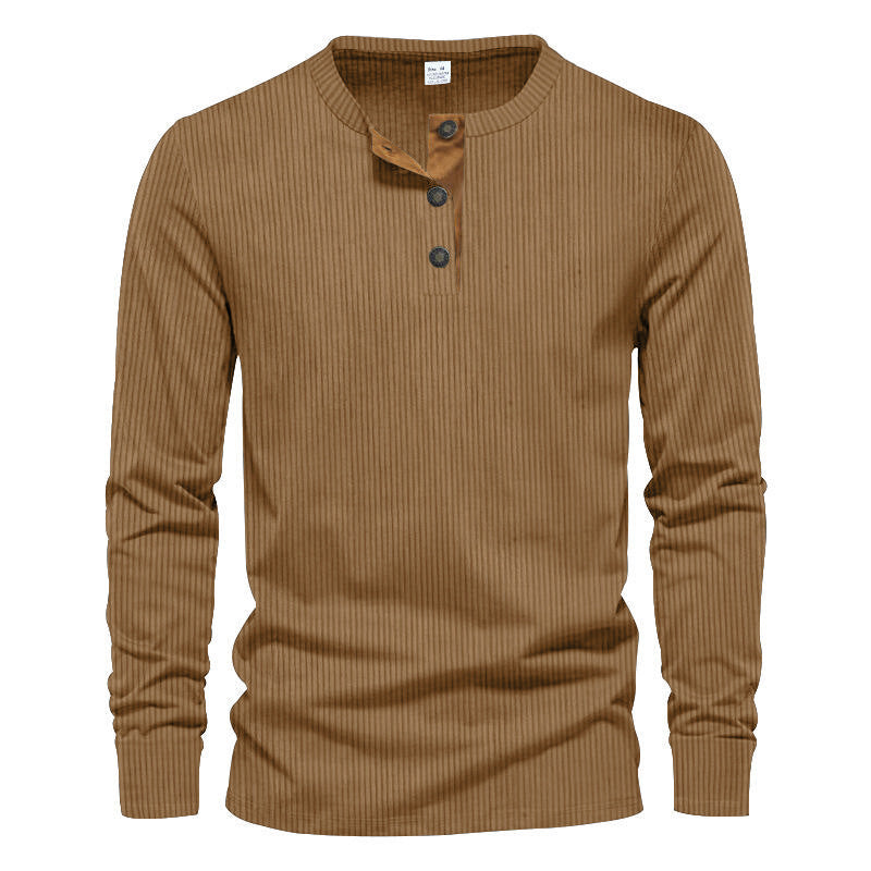 Herren Langarmshirt mit strukturierter Rippenoptik und modischem Knopfleisten-Detail R&B