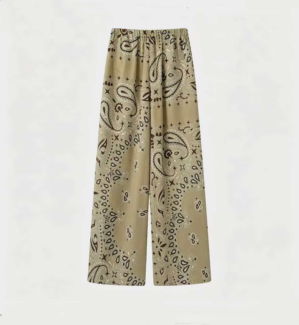 Damen nan weit geschnittene Palazzo-Hose mit Paisley-Print und elastischem Bund R&B