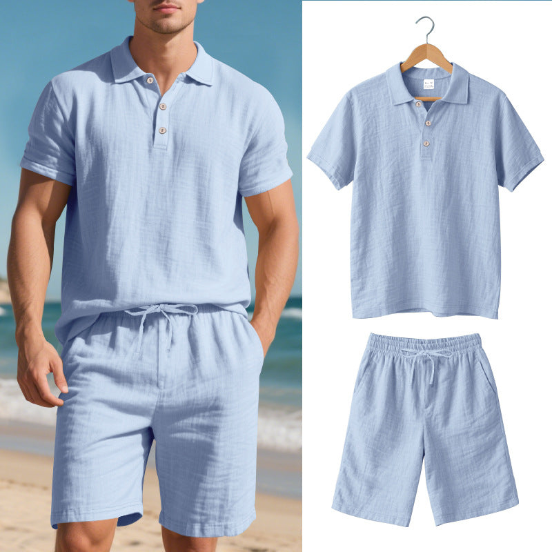 R&B | Kurzärmliges Poloshirt und Shorts Strandanzug