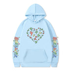 Damen Kapuzenpullover mit kreativem Herz- und Blattmotiv