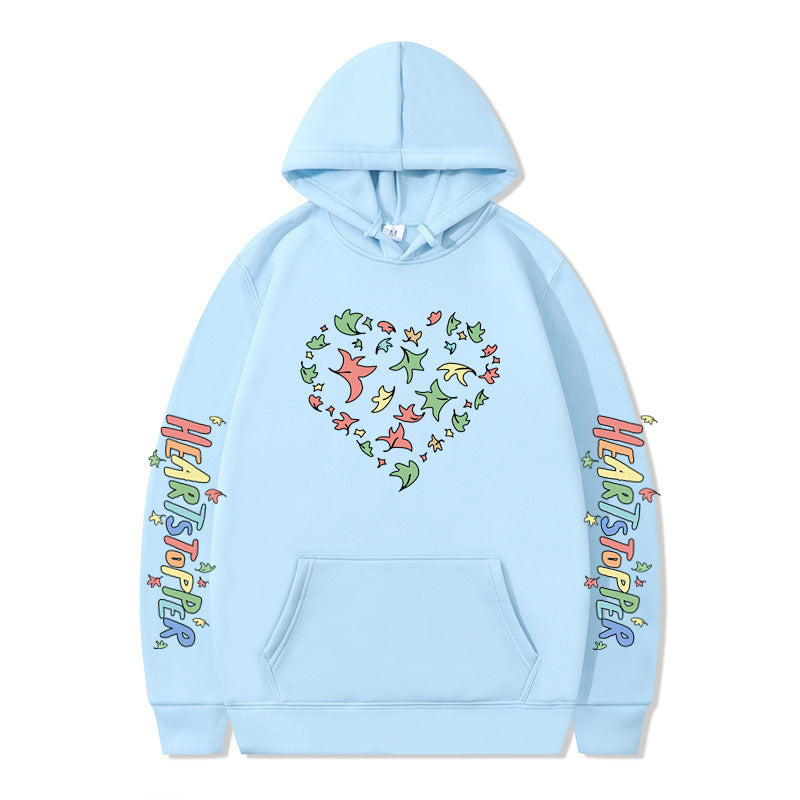 Damen Kapuzenpullover mit kreativem Herz- und Blattmotiv