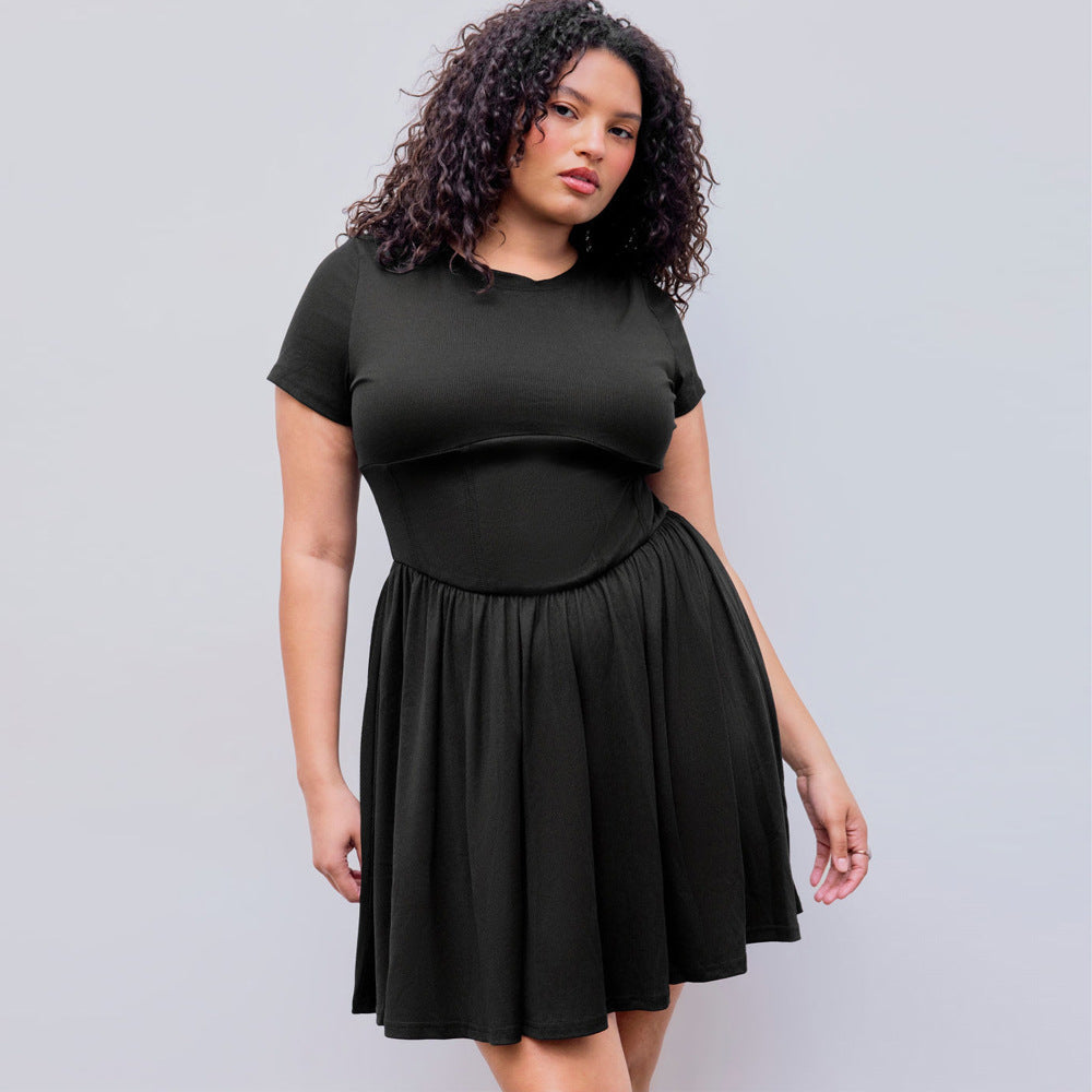 Damen elegantes A-Linien Kleid mit schwingendem Rock und modischem Schnitt R&B