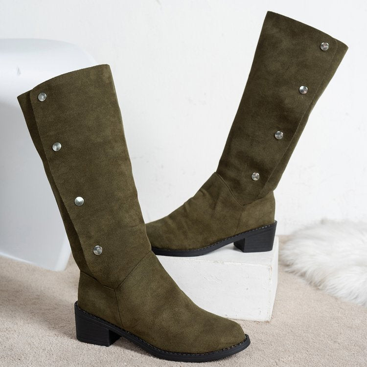 Damen Elegante Stiefel aus weichem mit modischen Knopfdetails R&B