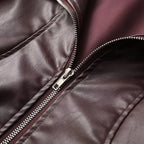 Damen modische Kunstlederjacke mit elegantem Revers und praktischen Taschen R&B