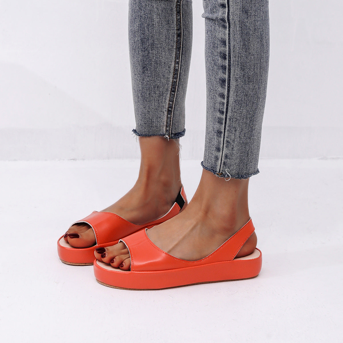 Damen Komfortable Offene Sandalen mit elastischem Riemendesign R&B