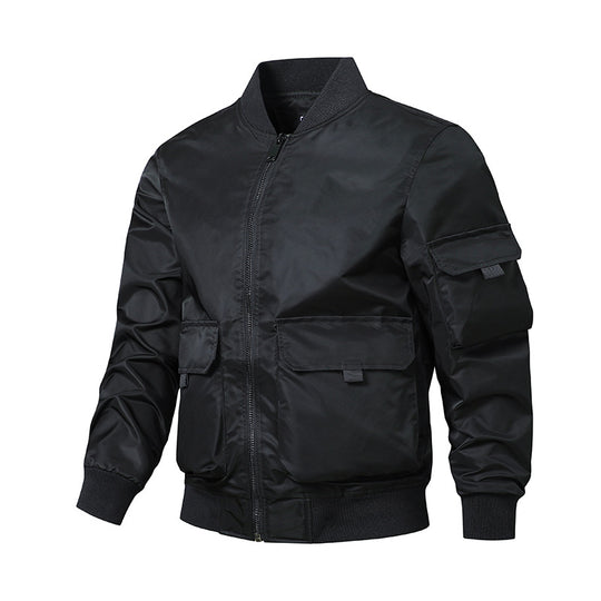 Herren sportliche Bomberjacke mit praktischen Taschen und elastischen Bündchen R&B