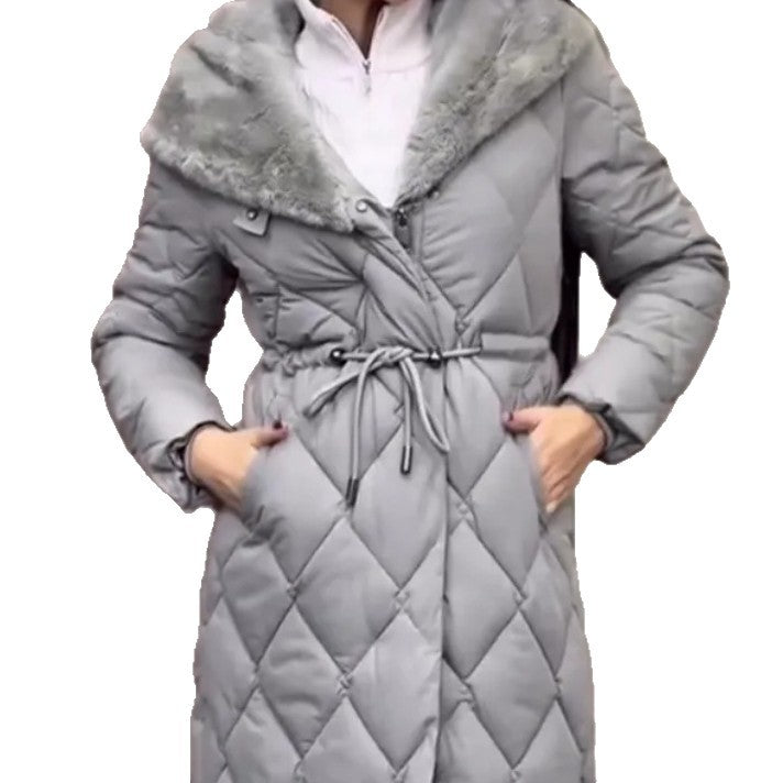 Steppjacke Damen kuschelig mit gefüttertem Kragen und Gürtel
