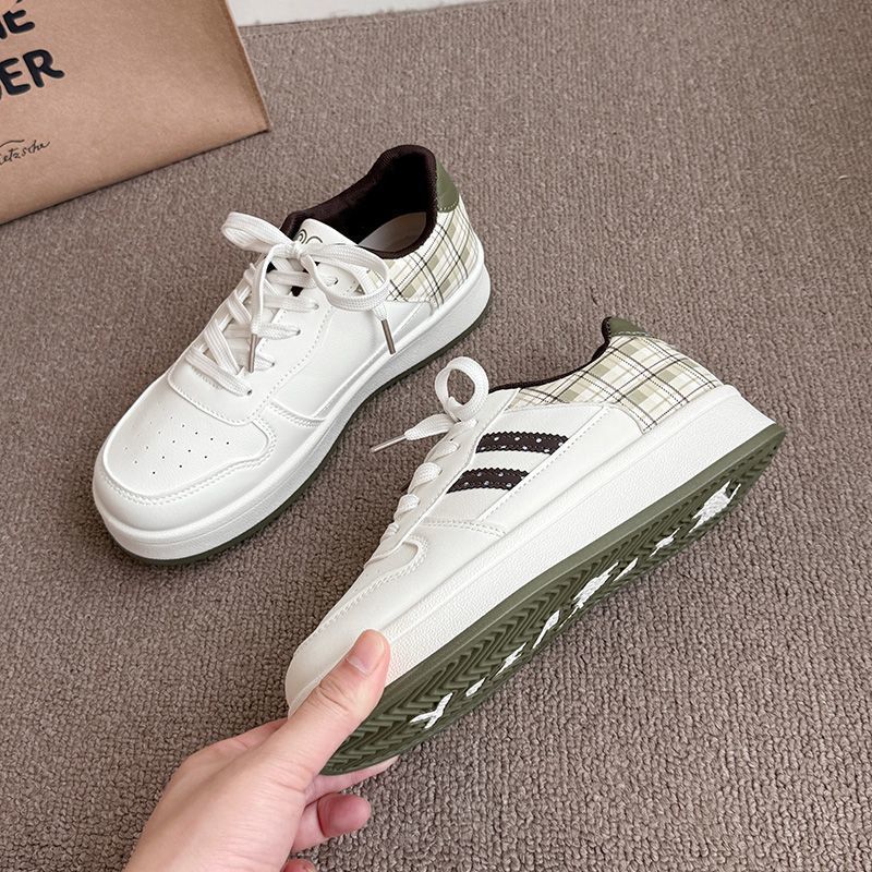Damen modische Sneakers mit kariertem Einsätzen und gepolsterter Sohle