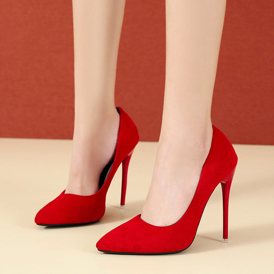 Damen nan spitze Stiletto-Pumps mit Samtoptik und gepolstertem Komfortfußbett R&B