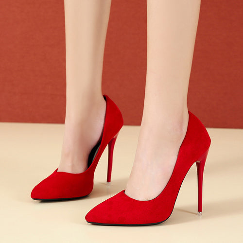 Damen nan spitze Stiletto-Pumps mit Samtoptik und gepolstertem Komfortfußbett R&B