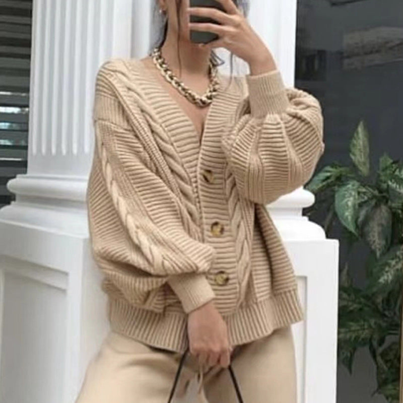 Damen kuscheliger Strickcardigan mit Knöpfen R&B