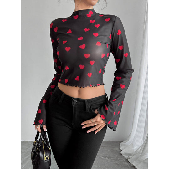 Damen modisches Langarm-Top mit weit geschnittenen Ärmeln und edlem Paisley-Muster R&B
