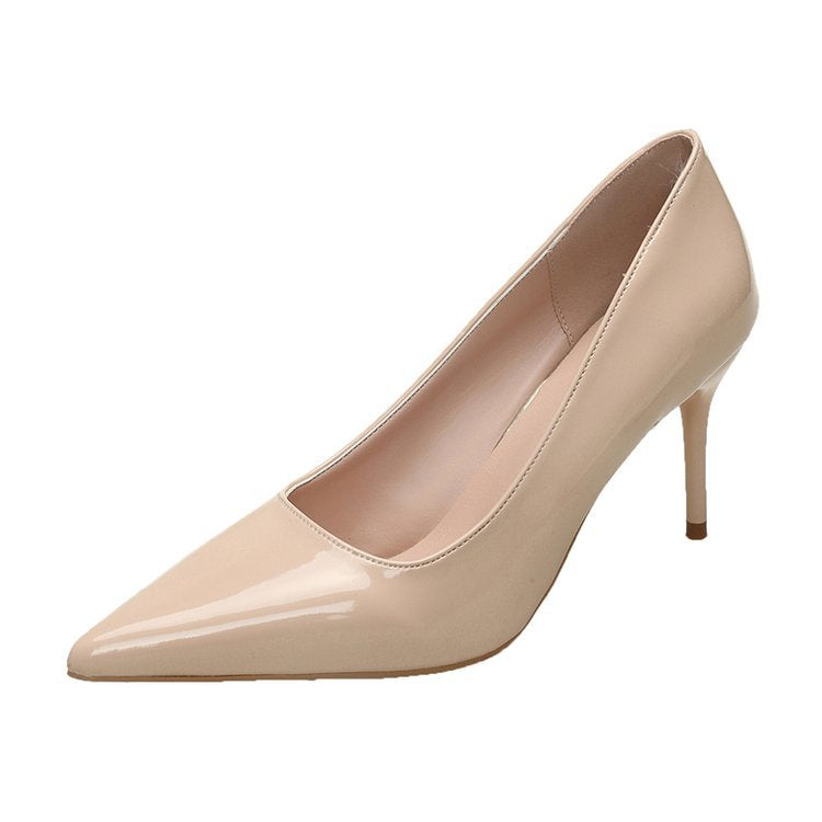 Damen Spitze High Heels mit glänzender Lackoberfläche R&B