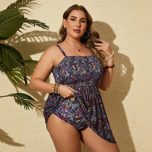 Damen luftiges Strandkleid mit elastischem Oberteil R&B