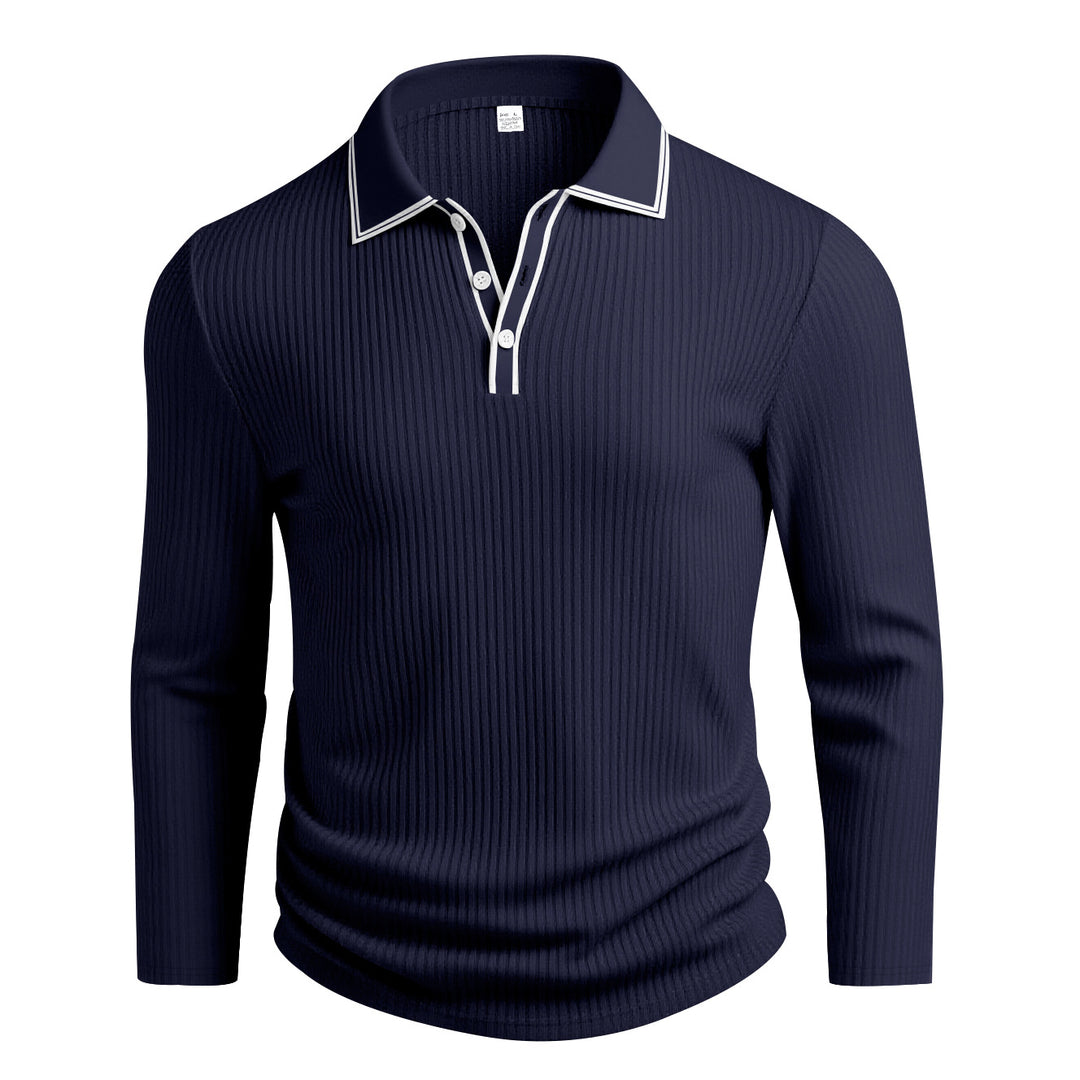 Herren Langarm-Polohemd mit strukturiertem Design R&B