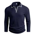 Herren Langarm-Polohemd mit strukturiertem Design R&B