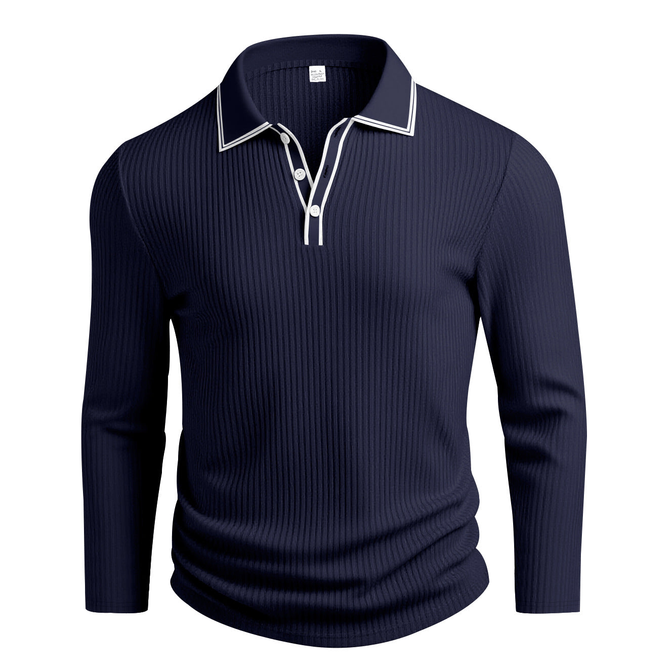 Herren Langarm-Polohemd mit strukturiertem Design R&B