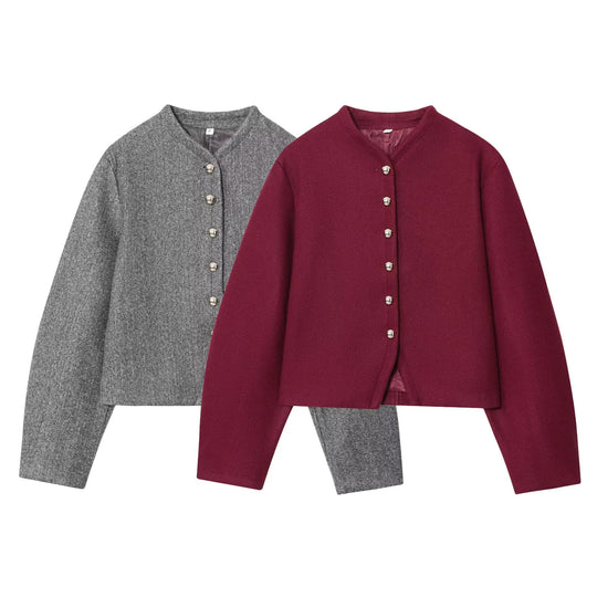 Damen elegante kurz geschnittene Jacke mit dekorativen Knopfdetails R&B