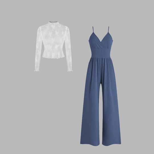 Damen elegantes und figurbetontes Jumpsuit-Set R&B