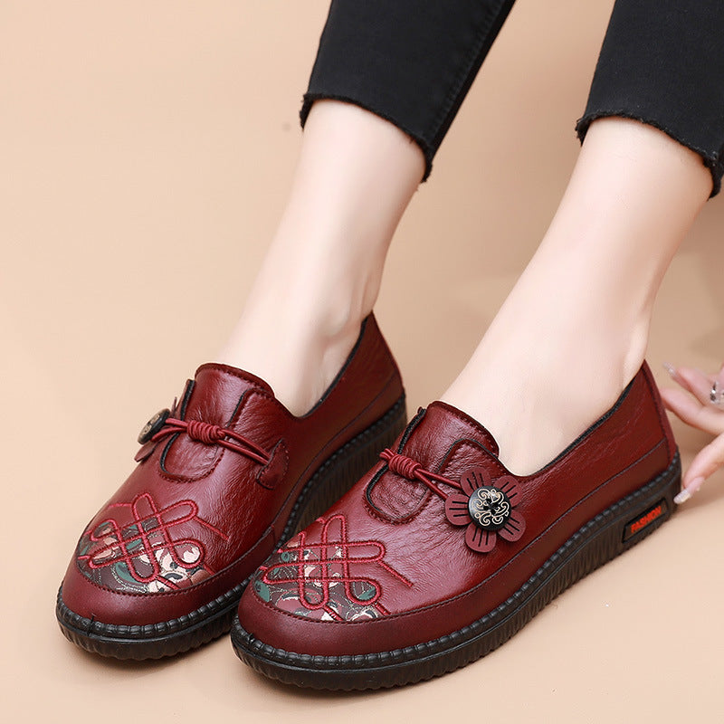 Damen bequeme Mokassins mit floralem Design