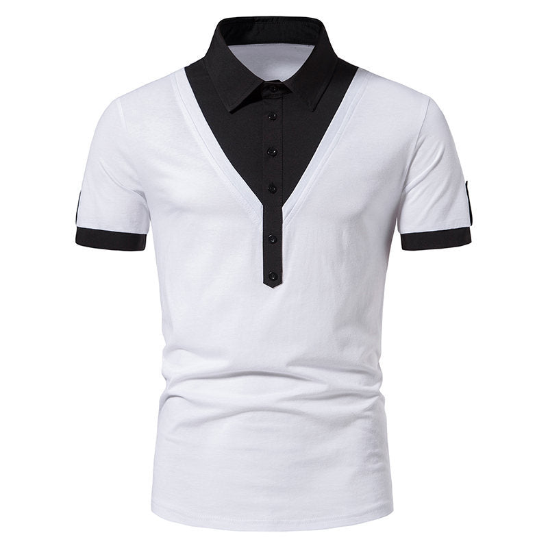 Herren Poloshirt mit modernem V-Ausschnitt und kontrastierenden Akzenten R&B