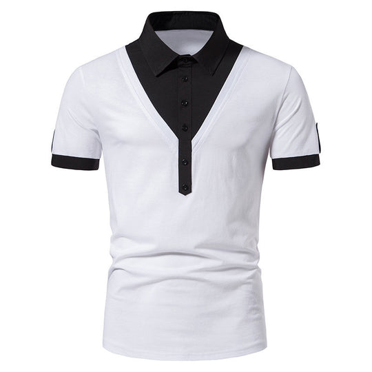 Herren Poloshirt mit modernem V-Ausschnitt und kontrastierenden Akzenten R&B