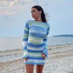 Damen nan figurbetontes Strickminikleid mit Glockenärmeln und seidig leichtem Maschenbild R&B